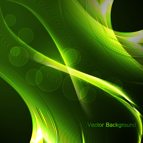 추상 화려한 녹색 빛나는 라인 웨이브 벡터 디자인
