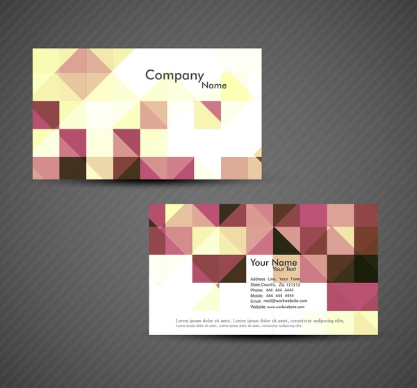 mosaice สีสันนามธรรมนามบัตรออกแบบชุดเวกเตอร์