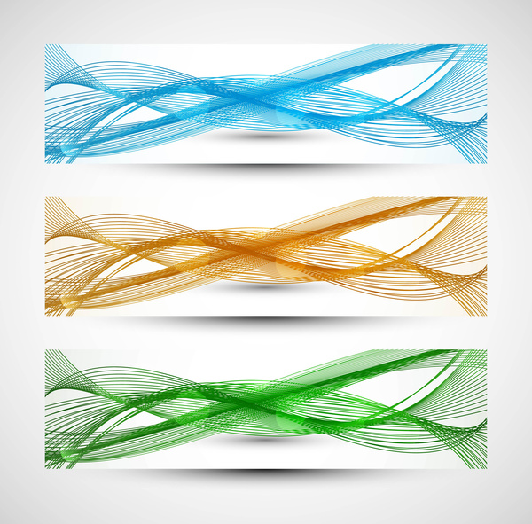 abstrak berwarna-warni header tiga baris yang berbeda gelombang sedikit pun vektor ilustrasi