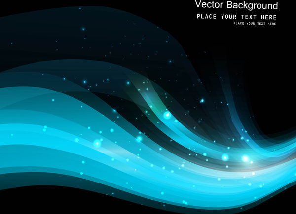 Ilustración de vector de onda azul brillante colorido abstracto negro