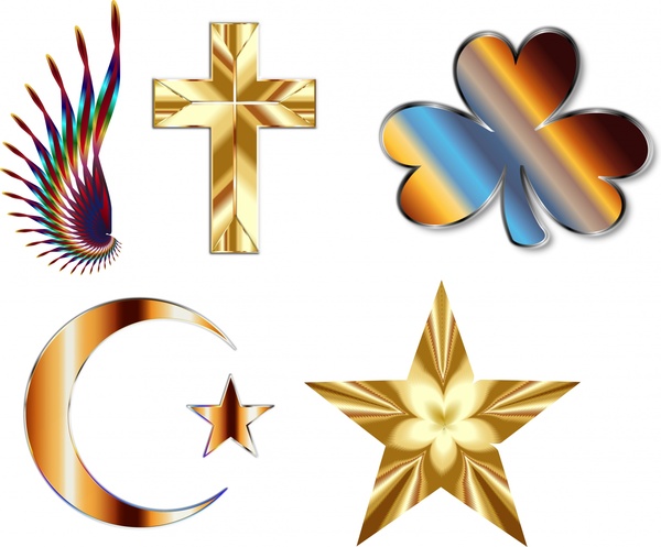 Abbildung abstrakt dekorative Symbole mit glänzenden Metall Stil