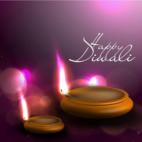 Abstract Flame Of Diwali Lamp On Happy Diwali Template Free Vector