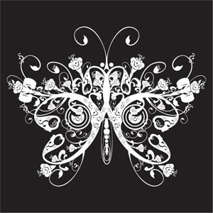 Abstrak seni bunga kupu-kupu logo desain elemen vektor