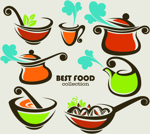 抽象的な食品ロゴ創造的なデザインのベクトル