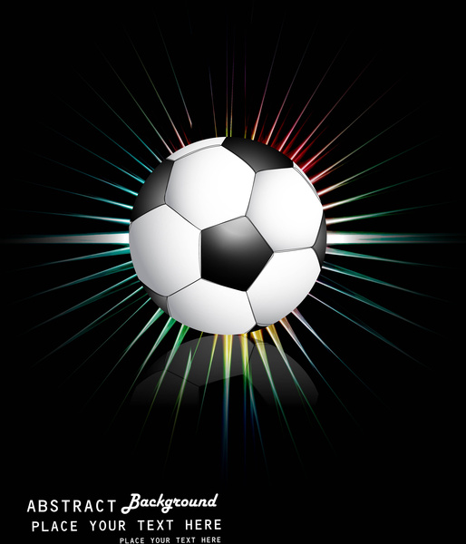 Resumo de futebol brilhante preto azul colorido arco-íris raios vector