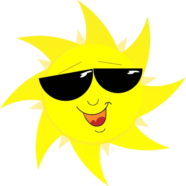 abstrakte lustige gelbe Sonne mit Sonnenbrille