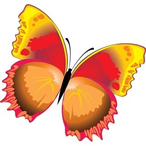 Resumen mariposa marrón y roja brillante dibujo vector gratis