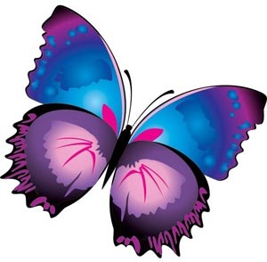 Abstract Glossy Cute Blue And Purple Butterfly Free Vector