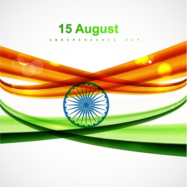 Abstract Glossy Indian Flag India Independence Day Wallpaper Vector Background