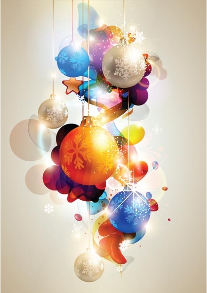 conjunto de bolas de Natal abstrata brilhando vector