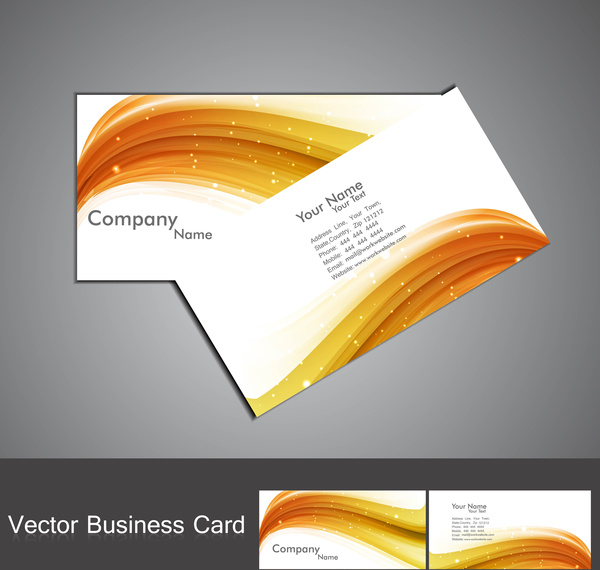 抽象的な黄金カラフルなスタイリッシュな波のビジネス カードのセット デザイン