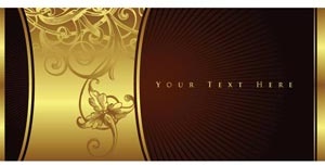 Abstract Golden Floral Art Design Elements On Brown Pattern Vector Template