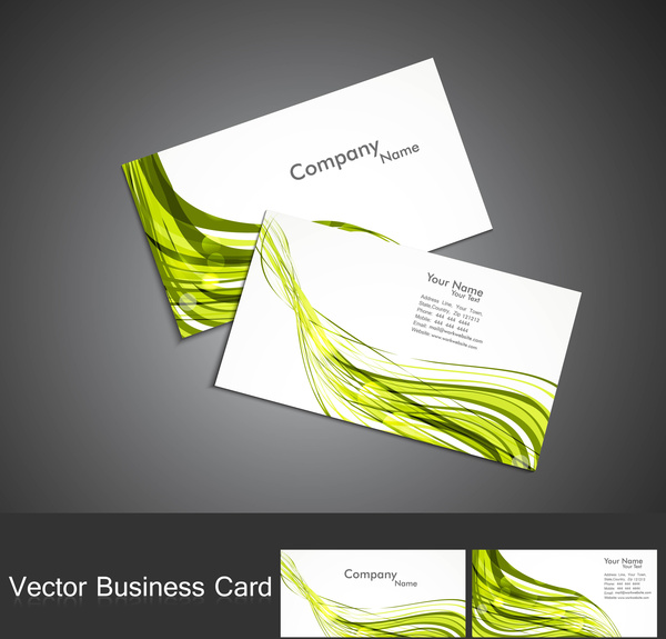 onda colorata verde astratto business card set vettoriale