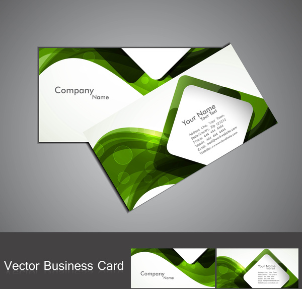 Абстрактный зеленый красочные волны маркетинг визитная карточка набор иллюстрации