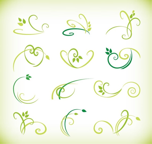 elemen bunga hijau abstrak vector koleksi