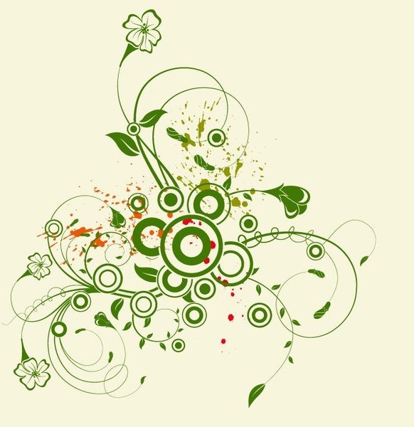 gráfico de vetor floral verde abstrato