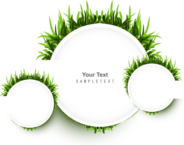 rumput hijau abstrak lingkaran bingkai putih vektor ilustrasi