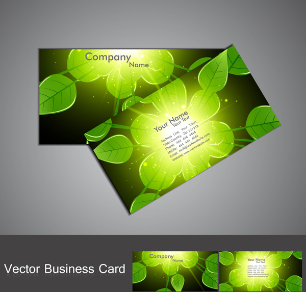 hidup hijau abstrak mengkilap berwarna-warni trendi kartu set vektor