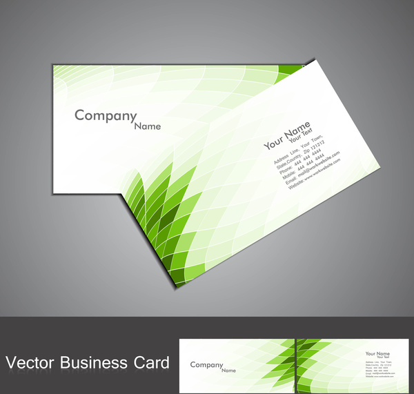 벡터를 설정 하는 추상 녹색 모자이크 화려한 웨이브 비즈니스 카드