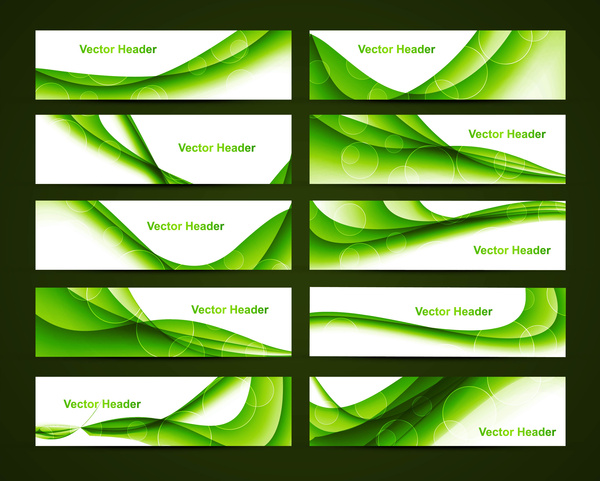 abstrato verde brilhante cabeçalho conjunto vector