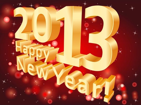 abstrakte glücklich neue year13 3D-Text auf rotem Hintergrund Vektor