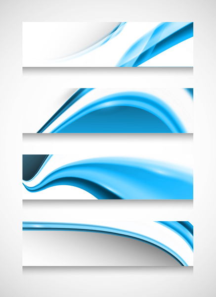 Desain vektor abstrak header biru gelombang mengkilap