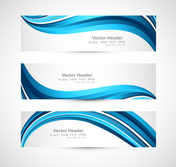 abstrakte Header blau glänzenden Welle Vektor-design