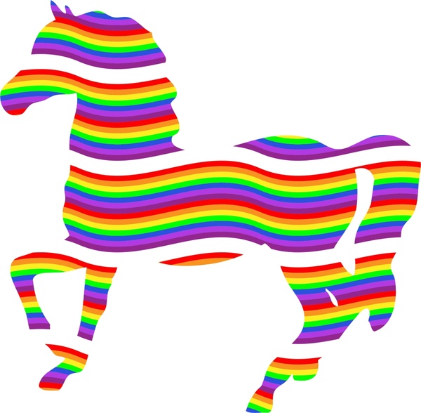 ilustrasi vektor abstrak kuda dengan warna pelangi