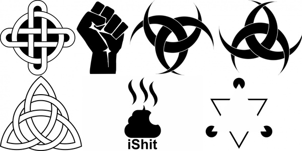 conjunto de ícones abstratas na ilustração a preto e branca