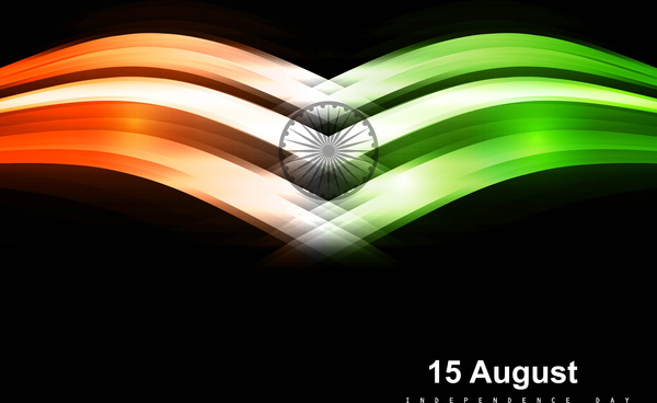 vetor de onda tricolor brilhante preto abstrata bandeira indiana