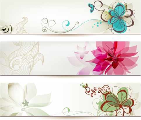абстрактные векторные баннеры красочные цветы