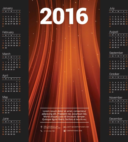 modelo de calendário de abstrato laranja background16