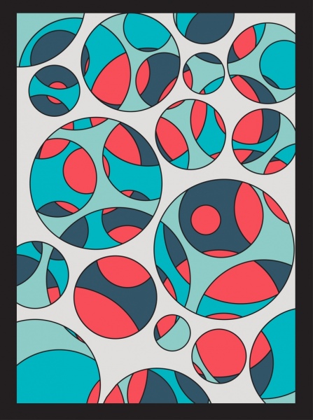 abstrak lukisan warna-warni datar lingkaran ornamen