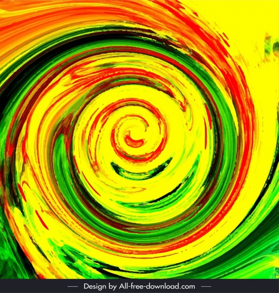 espiral de pintura abstrata torcido retrô grunge colorido de forma
