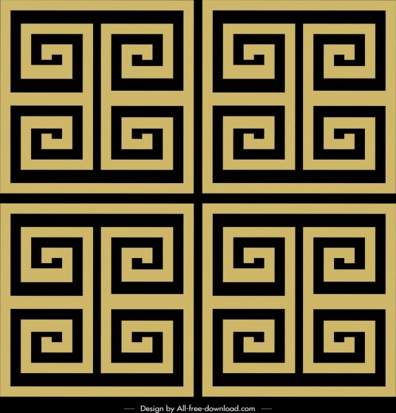 抽象图案扁平古典对称迷宫装饰