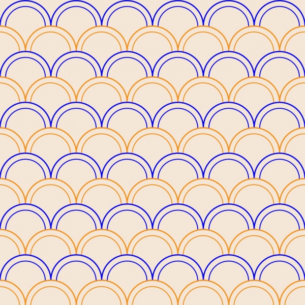 pola abstrak sketsa gaya berulang desain lingkaran berwarna