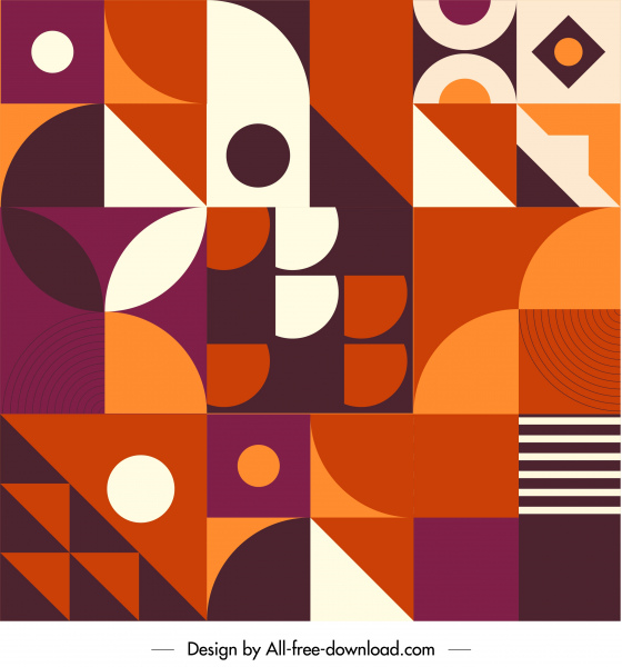 template pola abstrak dekorasi geometris datar warna-warni
