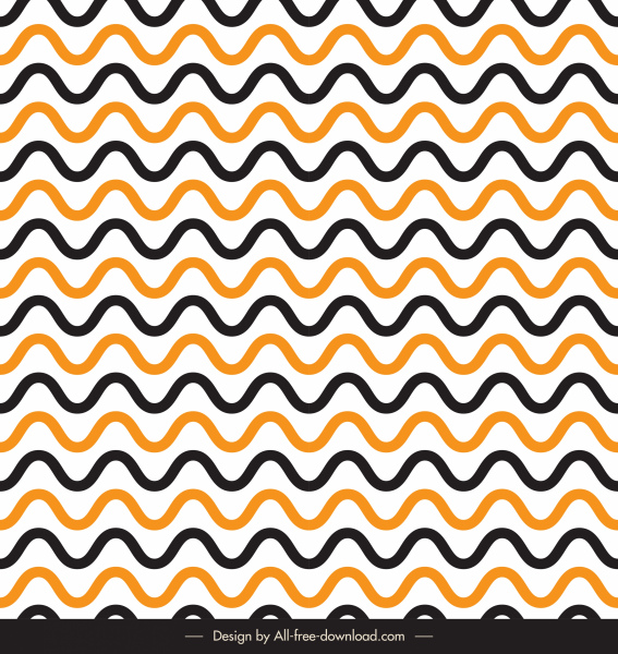 Abstract Pattern Template Symmetrical Waving Curved Lines Sketch