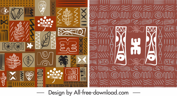 plantillas de patrón abstracto diseño plano retro étnico dibujado a mano