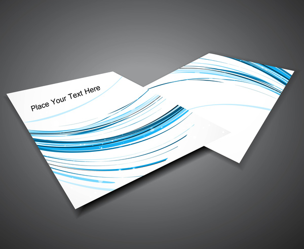 profesionales Resumen folleto azul línea onda diseño vector
