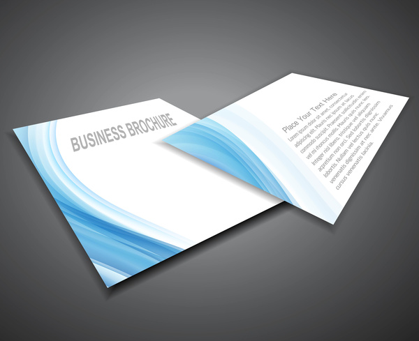 abstrak profesional bisnis brosur biru gelombang desain vektor