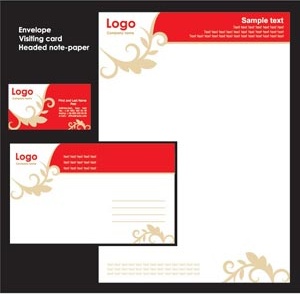 Abstract Red Business Stationary Set Letterhead Visiting Card Etc Free Vector