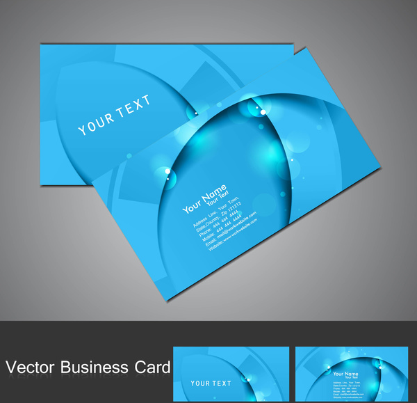 Визитная карточка набор абстрактных блестящий синий стильный красочные волны