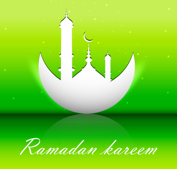 abstrait brillant coloré vert ramadan kareem vector design