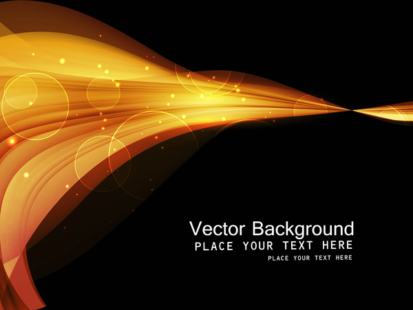 vector de fondo negro abstracto brillante tecnología oro onda colorida