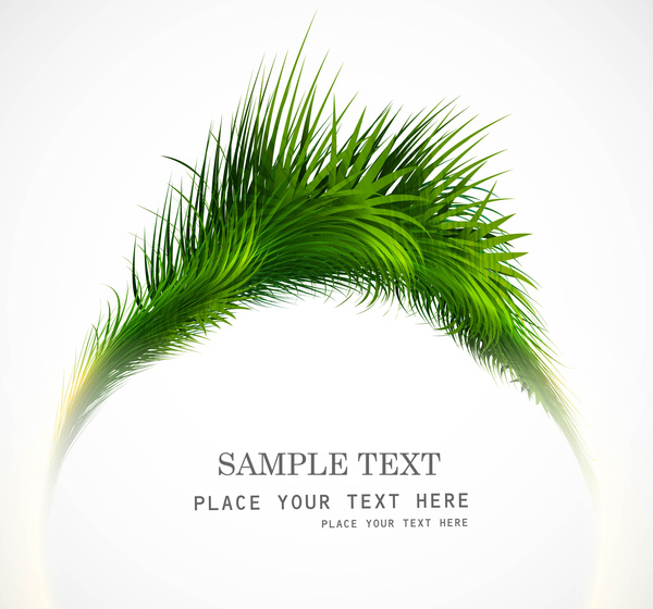 光沢のある緑の草を抽象ベクトル サークル フレーム イラスト