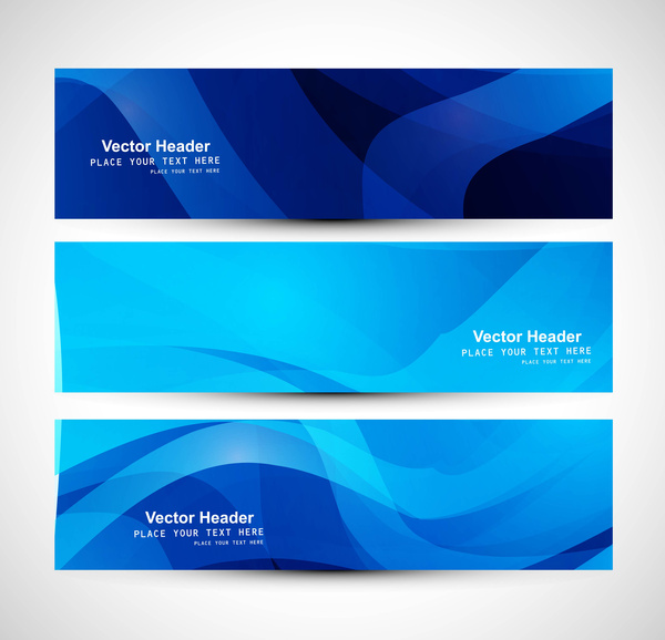 abstrakte glänzenden drei blaue Welle Header Pfingstmontag Vektor