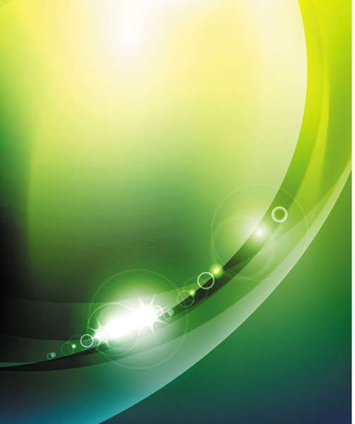 abstrak mengkilap gelombang hijau poster desain vektor