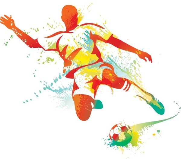 joueur de soccer abstraite sur le point de lancer la balle de vecteur