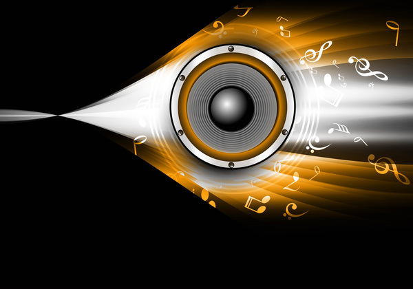 speaker abstrak latar belakang hitam cerah gelombang vektor ilustrasi